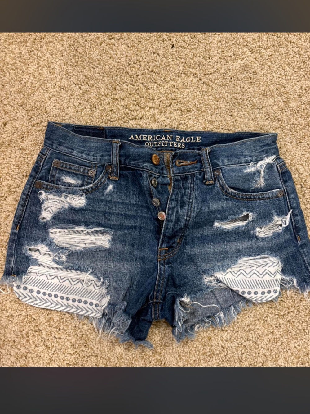 American Eagle Outfitters Distressed Embroidered Patch- high rise festival